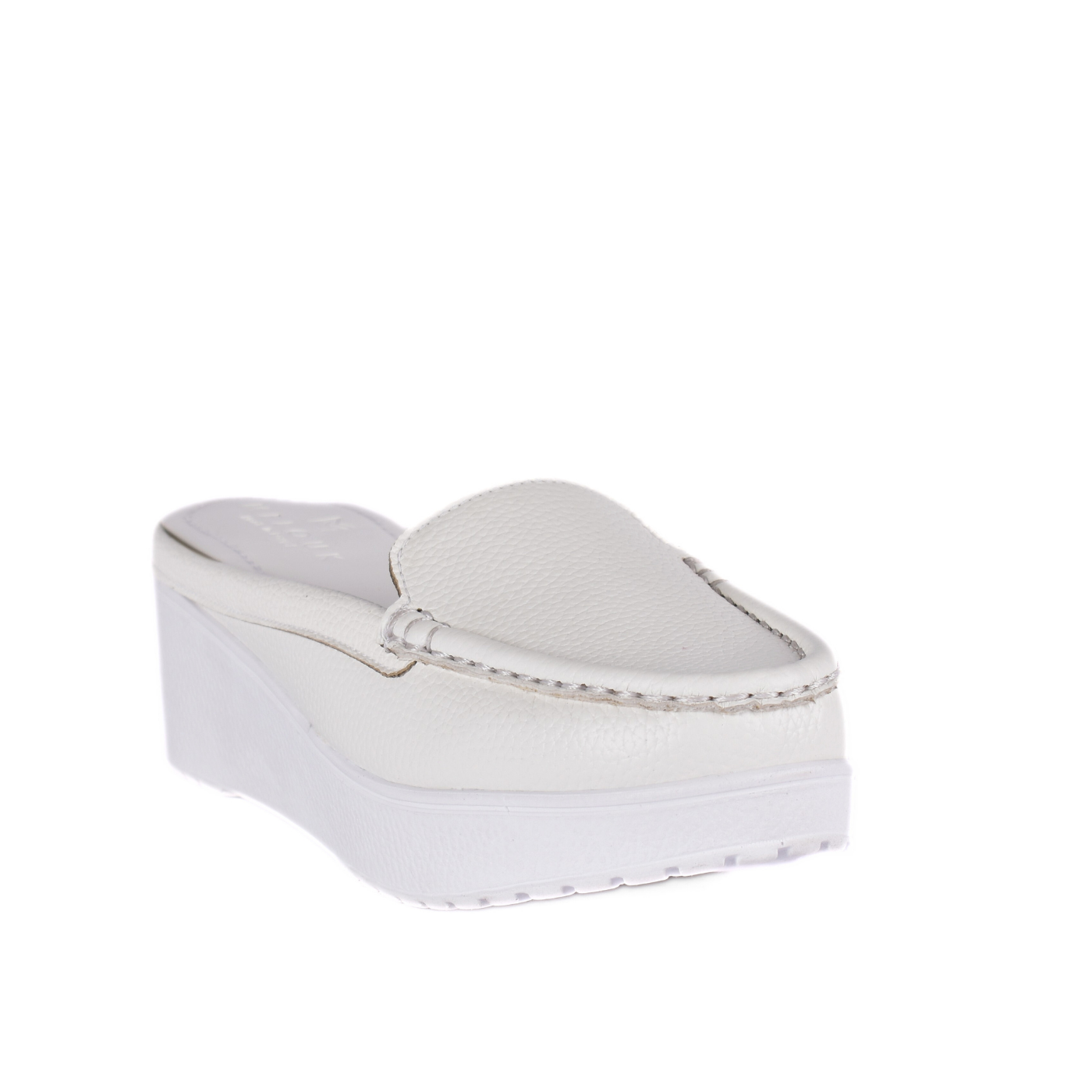 Embossed Flat Slipper White Melouk