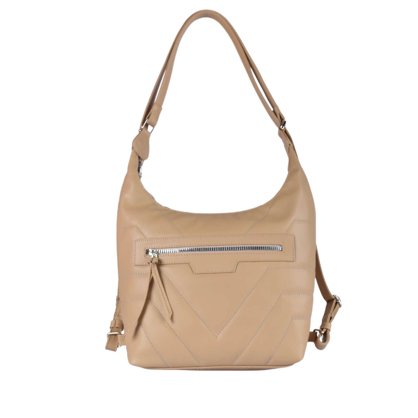 Embossed Pattern Backpack Beige Melouk