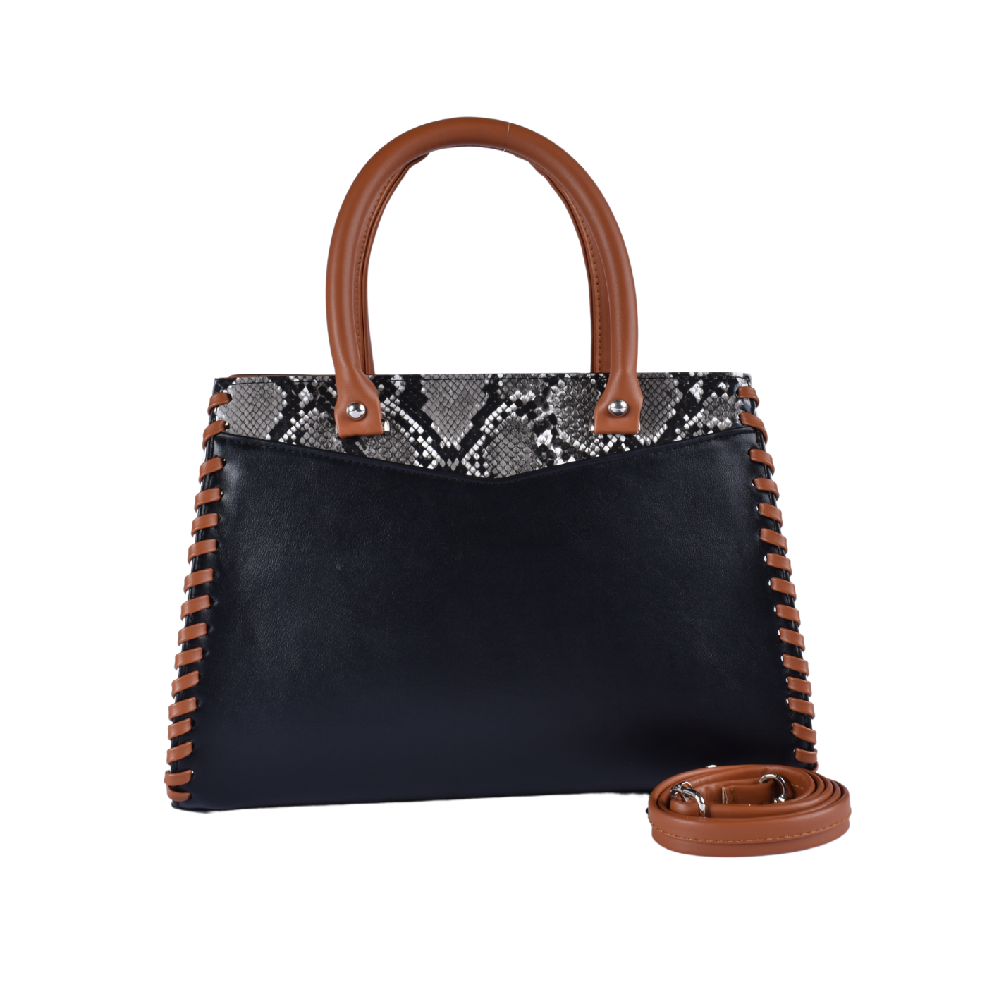 Embossed Leather Handbag Black Melouk