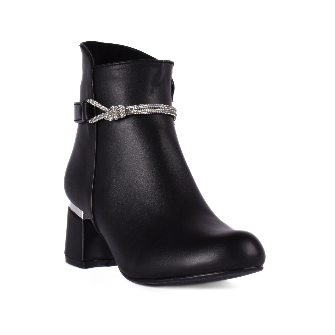 Simple Flat Leather Ankle Boot With Buckle Black Melouk