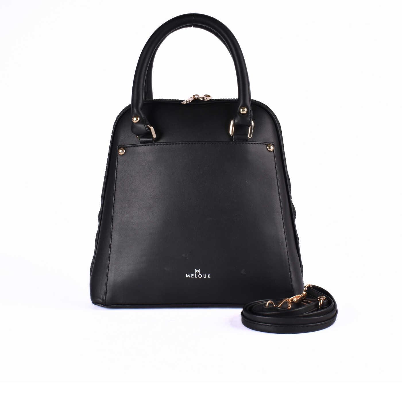 Leather Backpack Bag Black Melouk