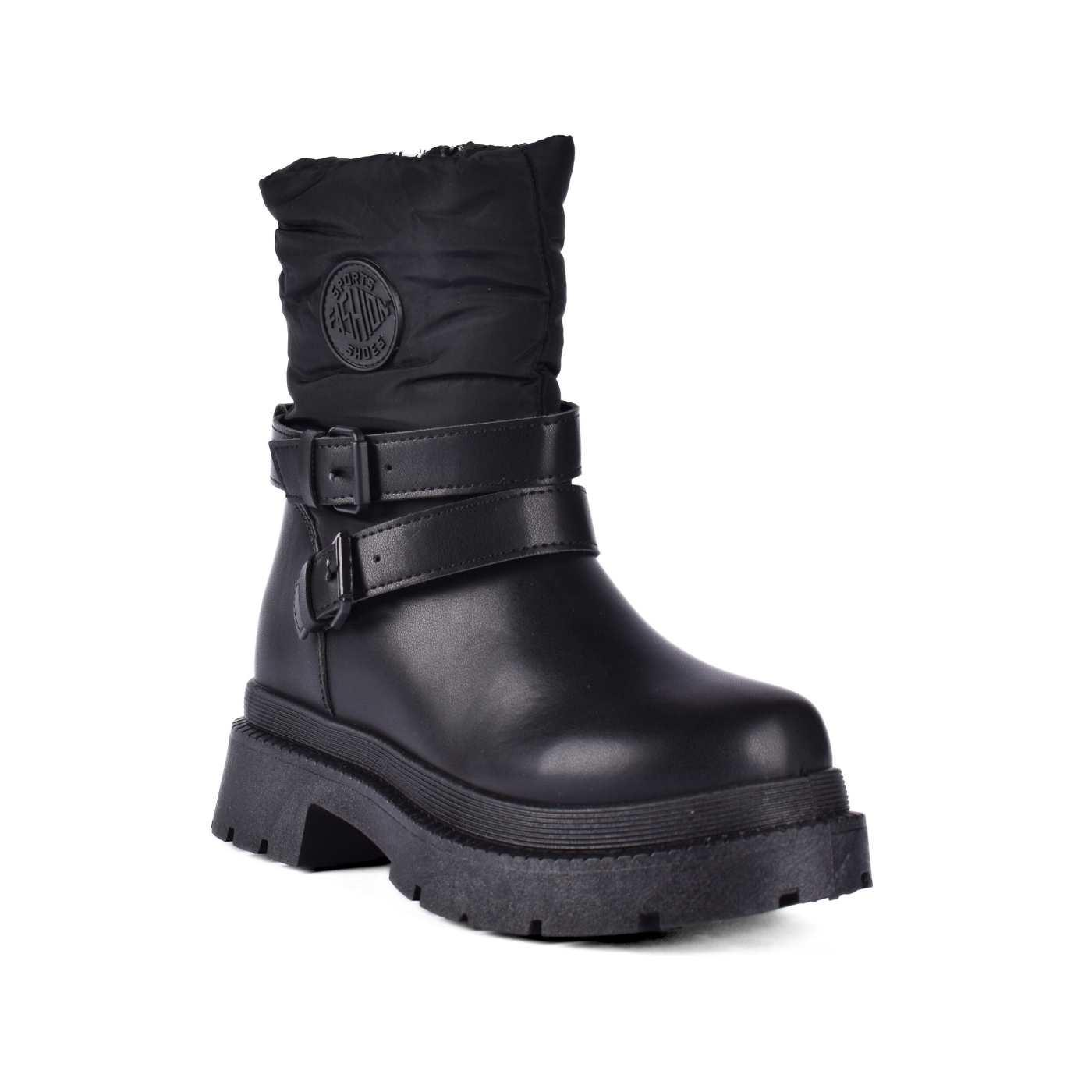 Puffy Half Boots With Buckles Black Melouk