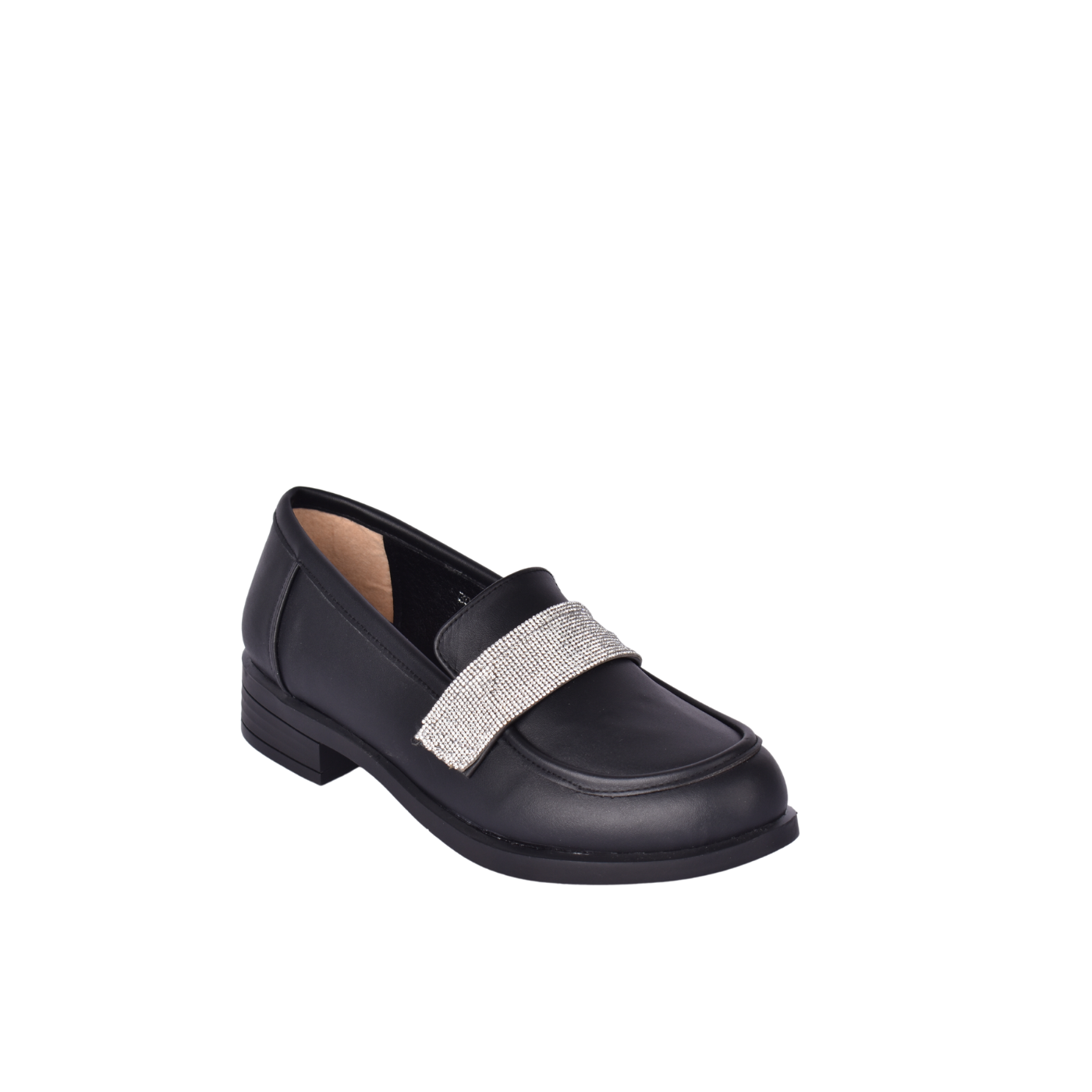 Leather Casual Loafer With Studs Black Melouk
