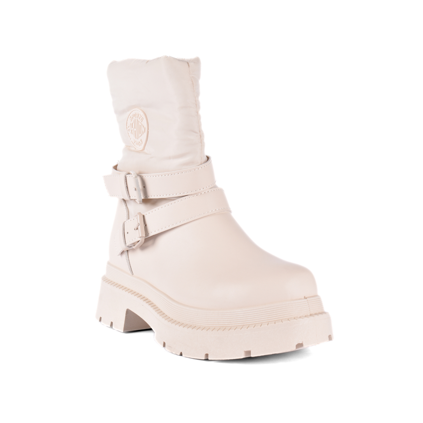 Puffy Half Boots With Buckles Beige Melouk