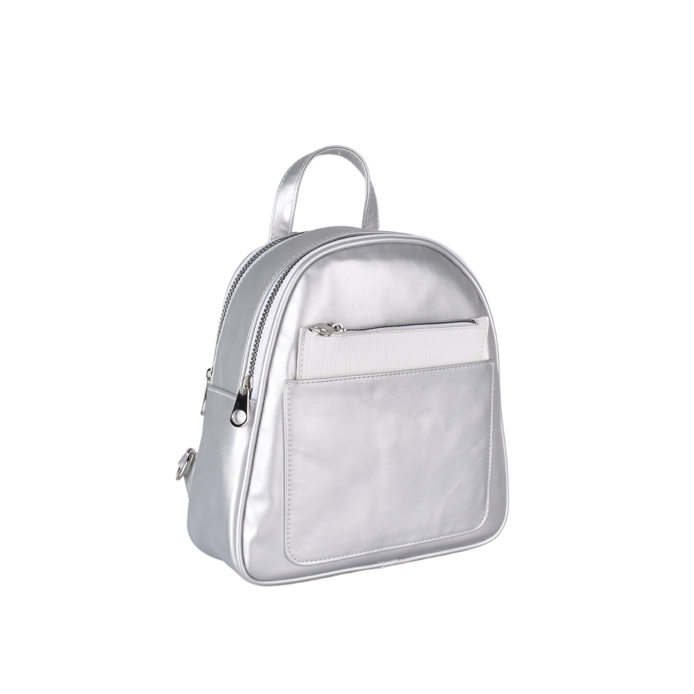 Leather Backpack With Pocket Silver Melouk