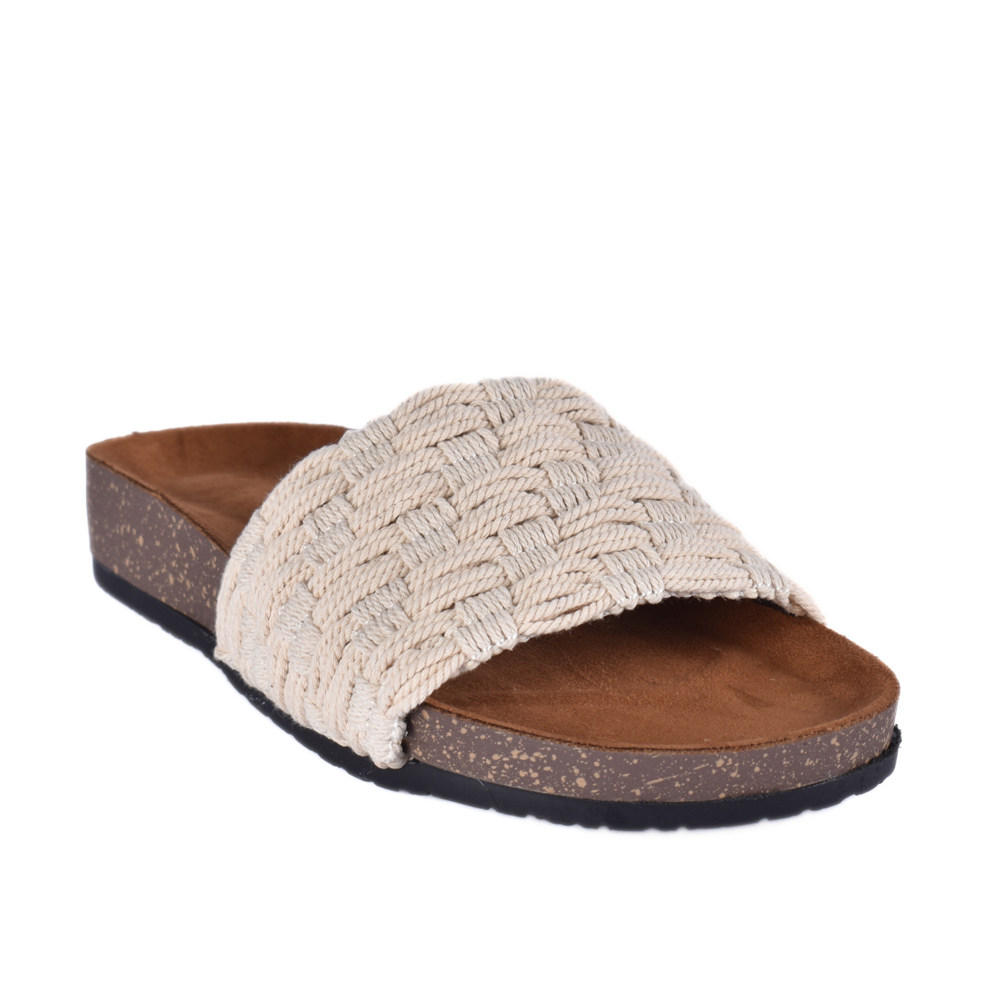 Embossed Leather Flat Slipper Beige Melouk