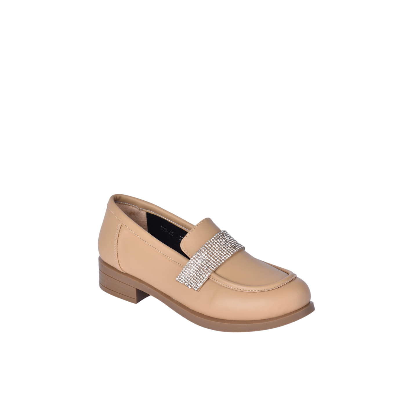 Leather Casual Loafer With Studs Beige Melouk