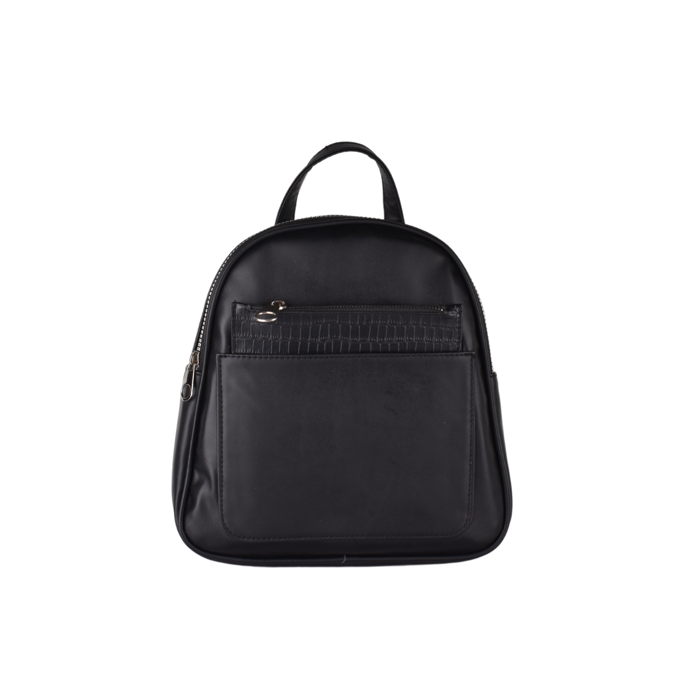 Leather Backpack With Pocket BLack Melouk