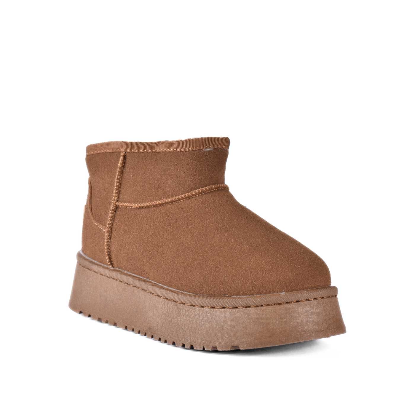 Simple Fur Platform Ankle Boots Brown Melouk