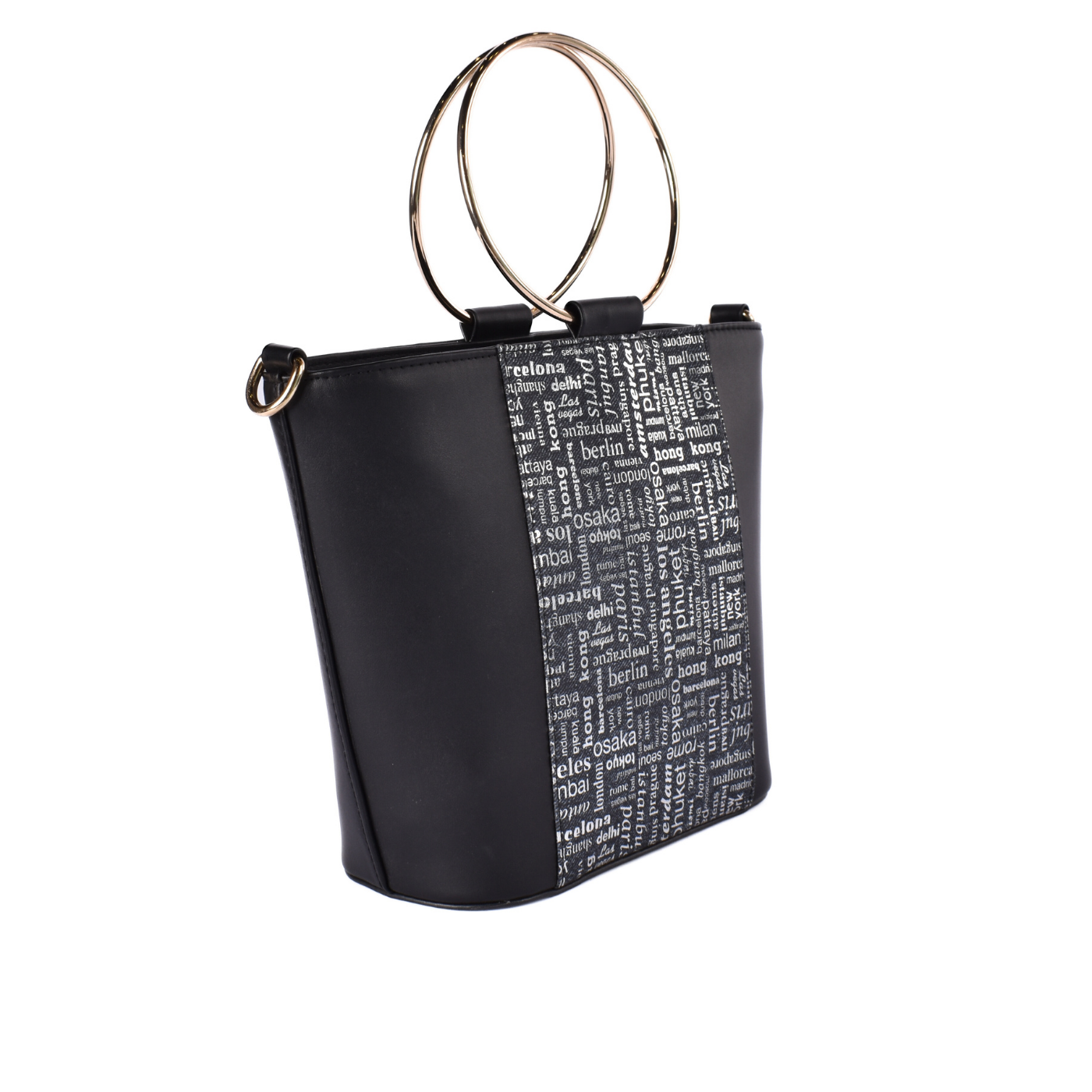 Embossed Leather Handbag With Gold Handle White Melouk