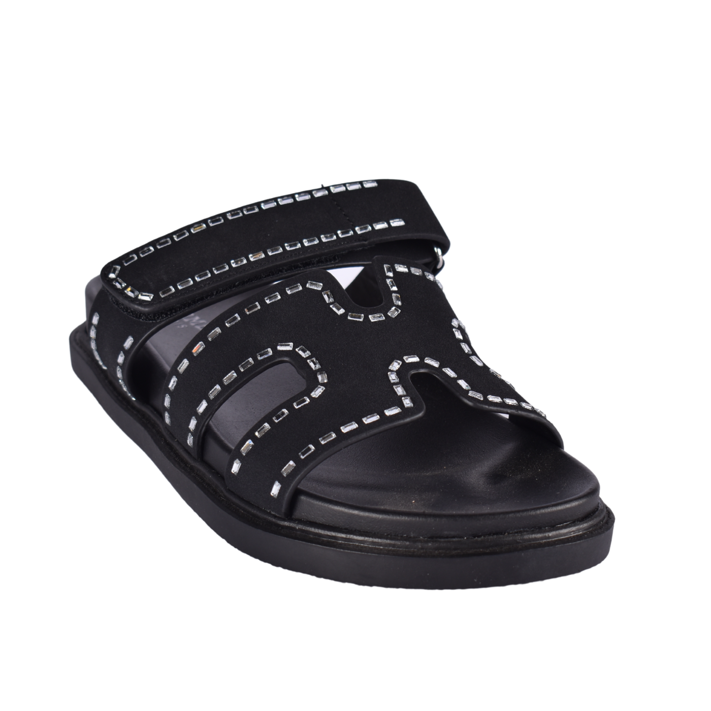 Open Decorated Studs Slipper Black Melouk