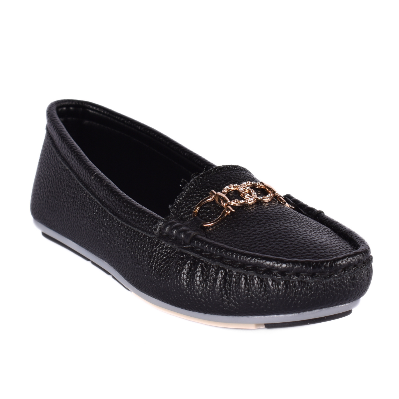 Leather Slip-On Flat Shoes Black Melouk