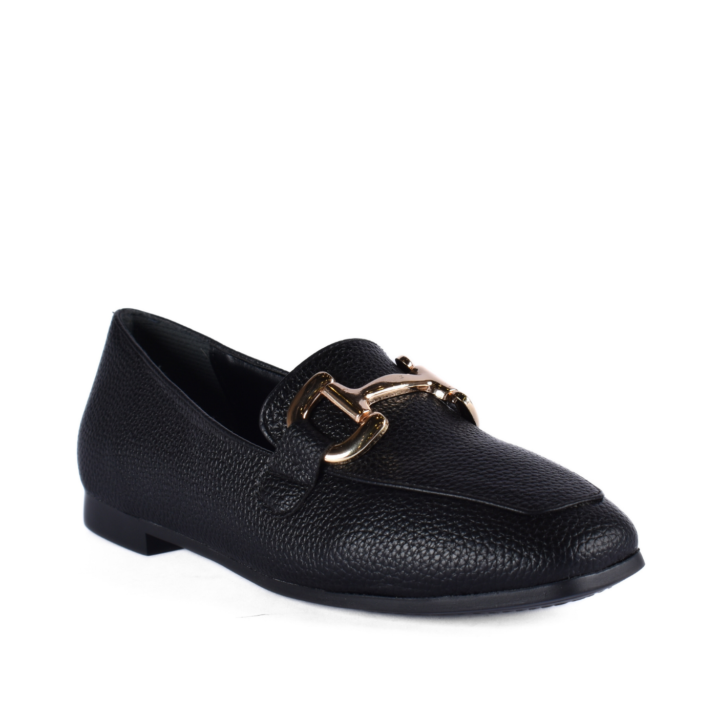 Basic Leather Shoe With Elastic Side Black Melouk