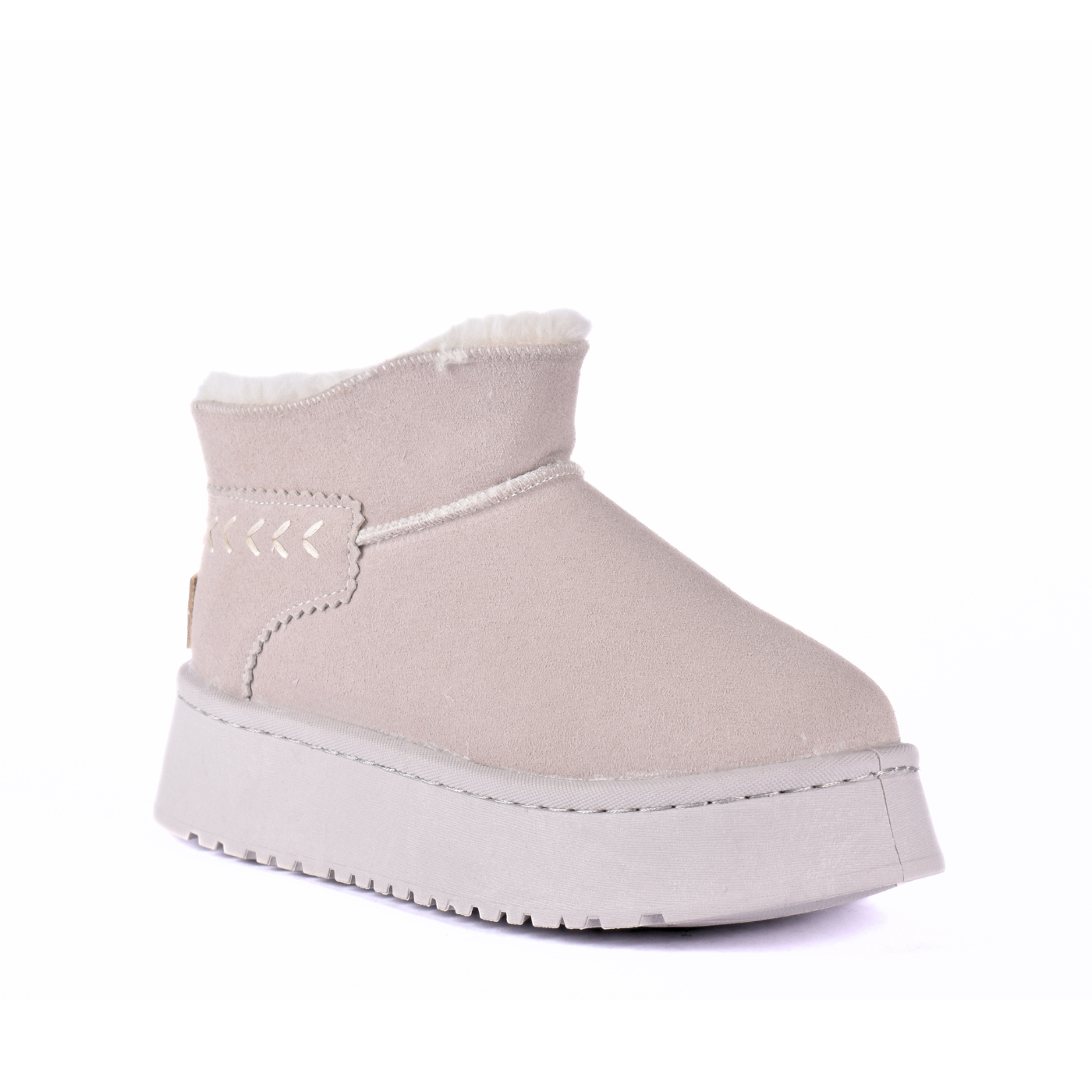 Platform Ankle Boots With Details Beige Melouk