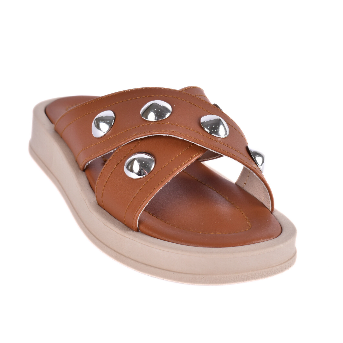 Slide Sandals With Silver Studs Havana Melouk