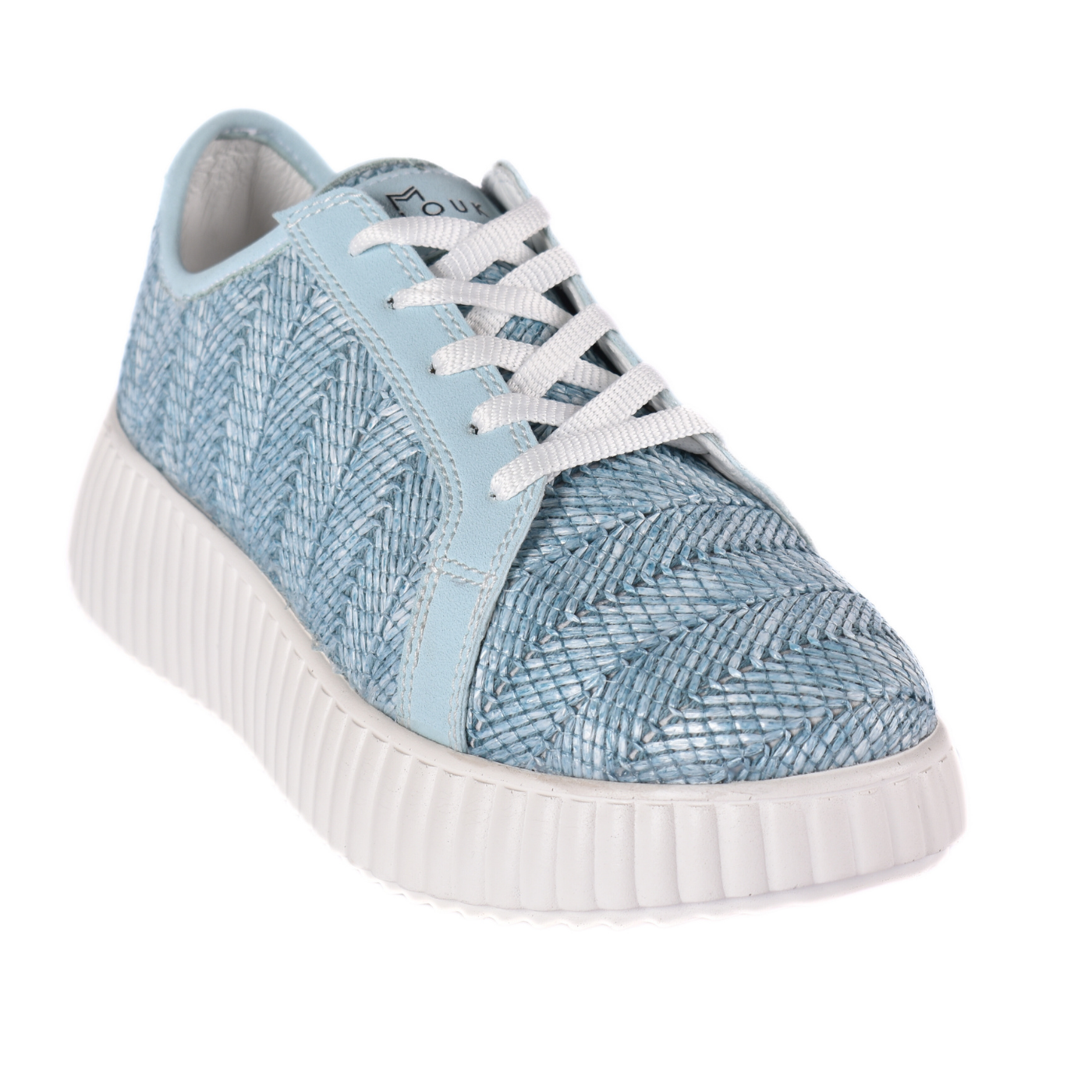 Textile Stitched Flat Shoes Light Blue Melouk