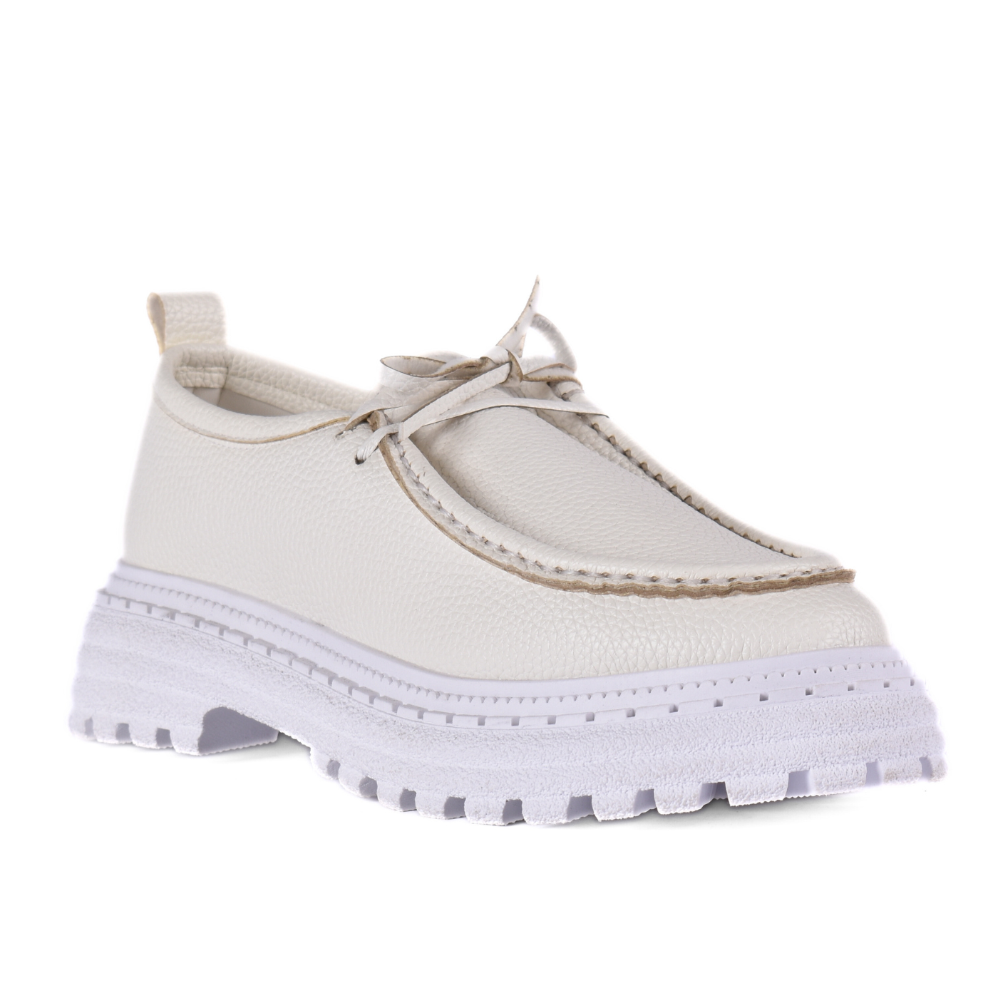Elegant Leather Loafers White Melouk
