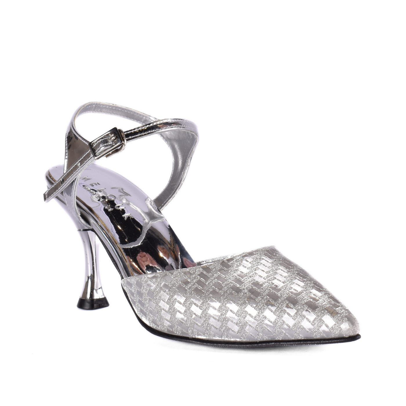 Decorative Pearls Pointed High Heels Silver Melouk