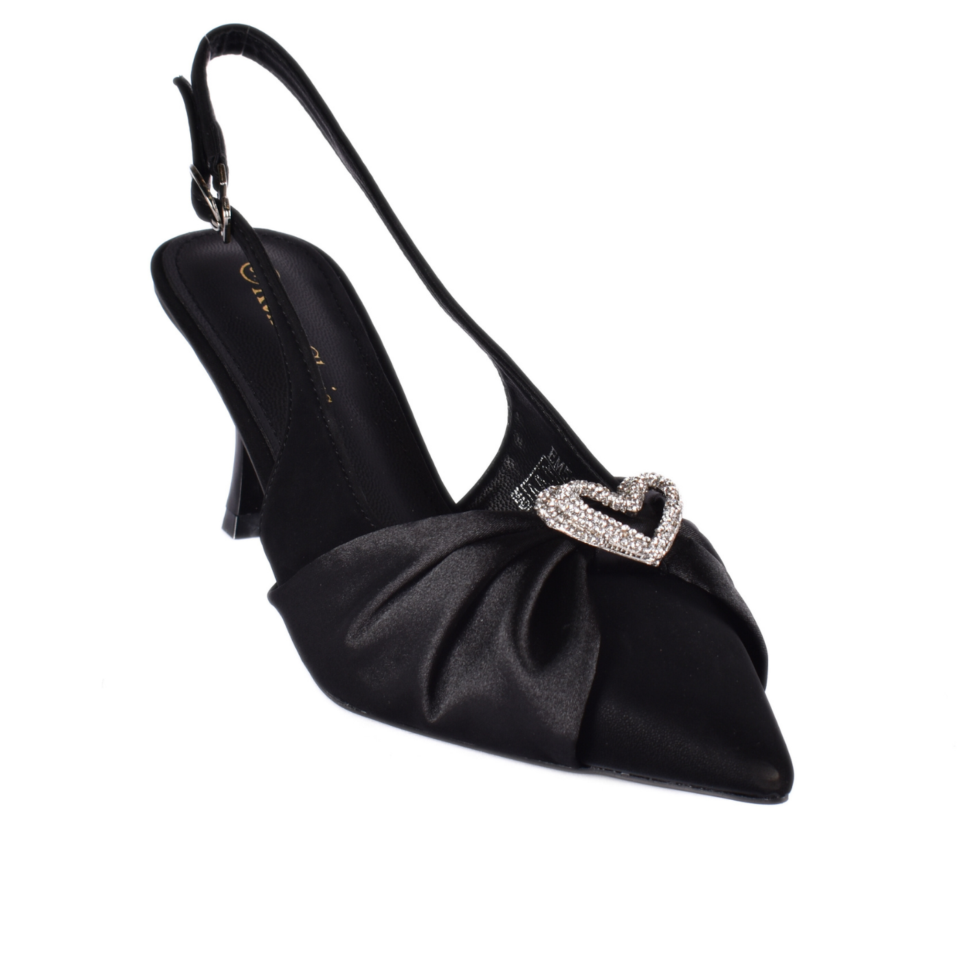 Buckle Closure Heeled Sandals With Decorative Accessory Black Melouk