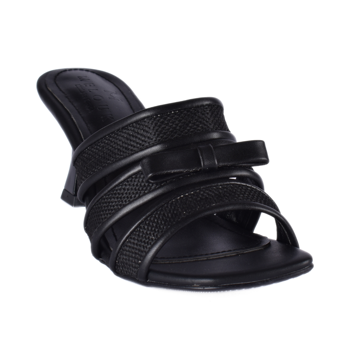 Embossed Leather Heel Slipper Black Melouk