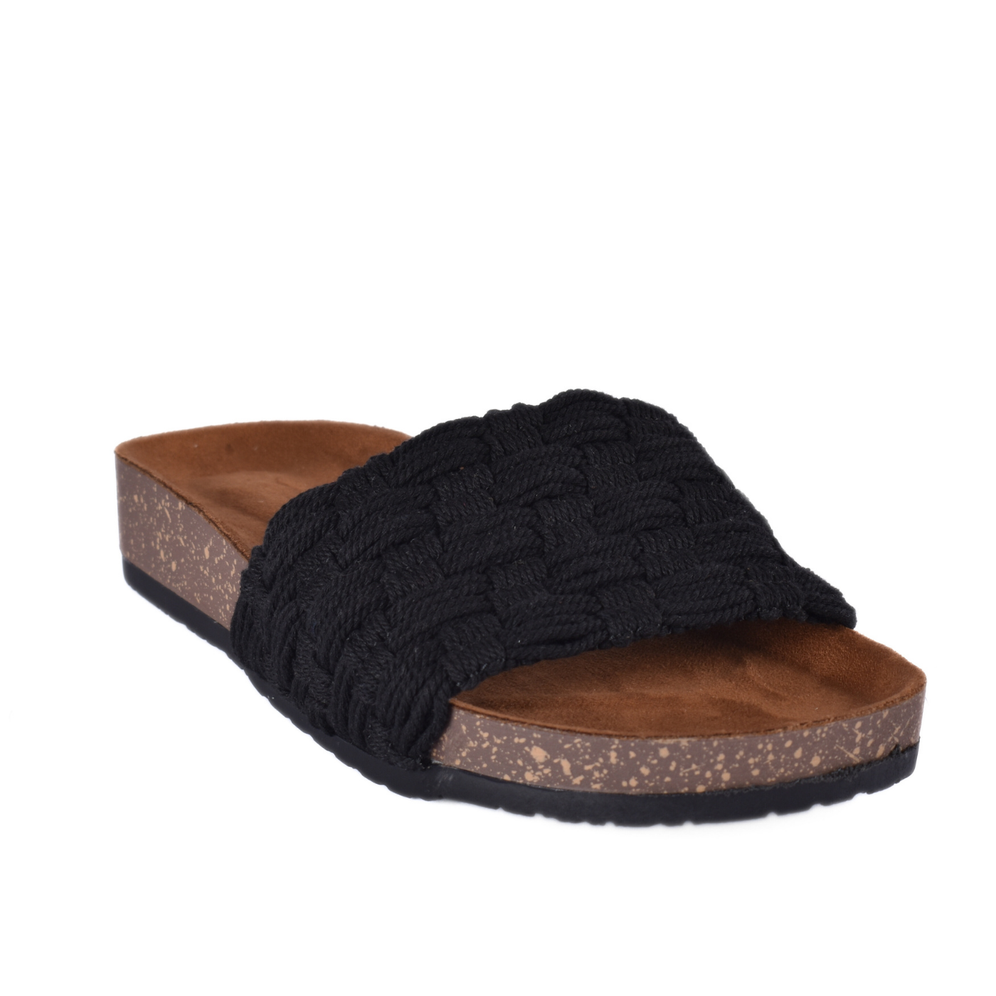 Embossed Leather Flat Slipper Black Melouk