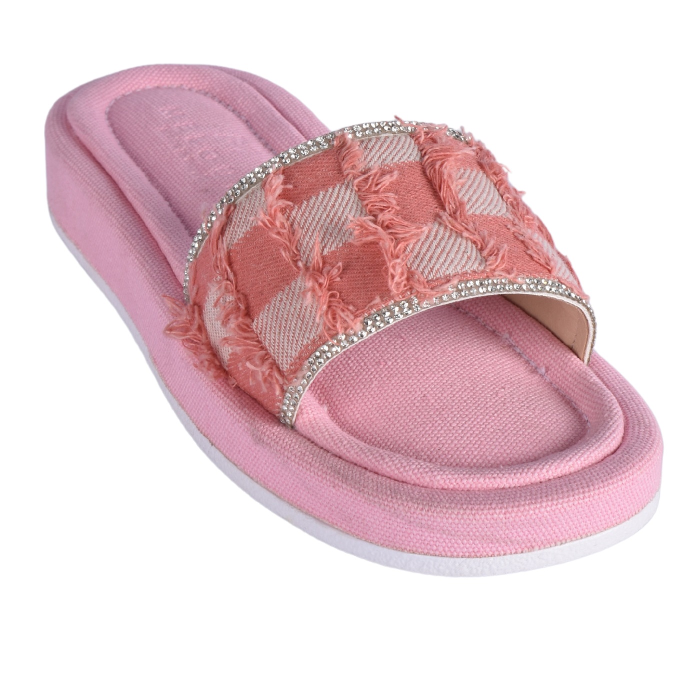 Textured Slide With Crystal Trim Pink Melouk