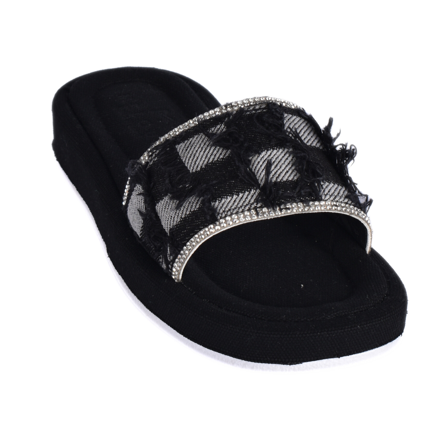 Textured Slide With Crystal Trim Black Melouk