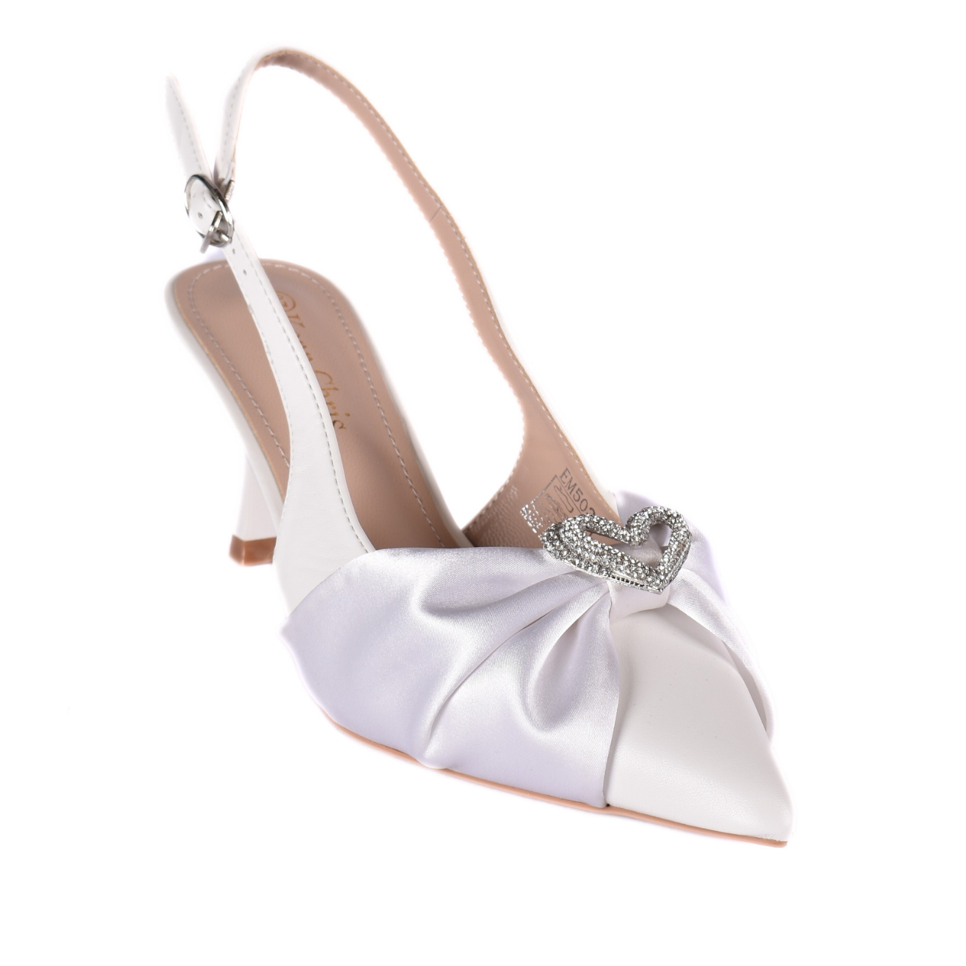 Buckle Closure Heeled Sandals With Decorative Accessory White Melouk