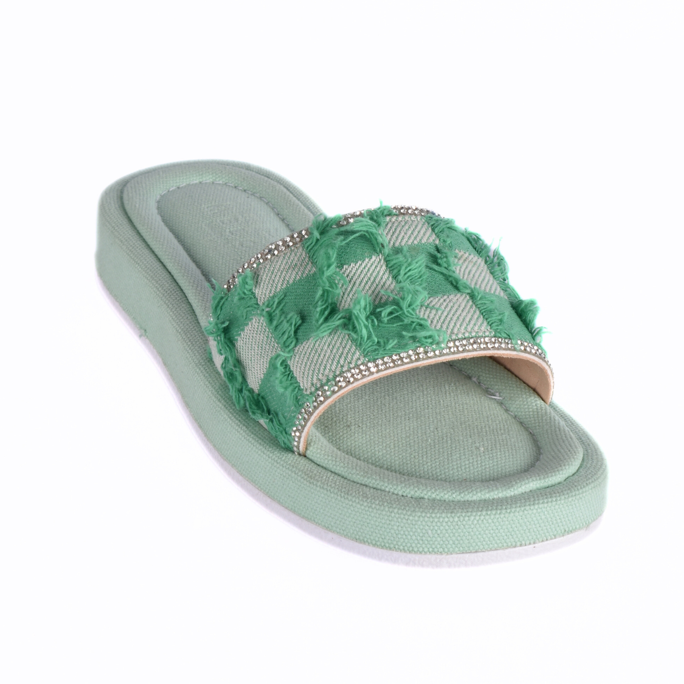 Textured Slide With Crystal Trim Mint Melouk