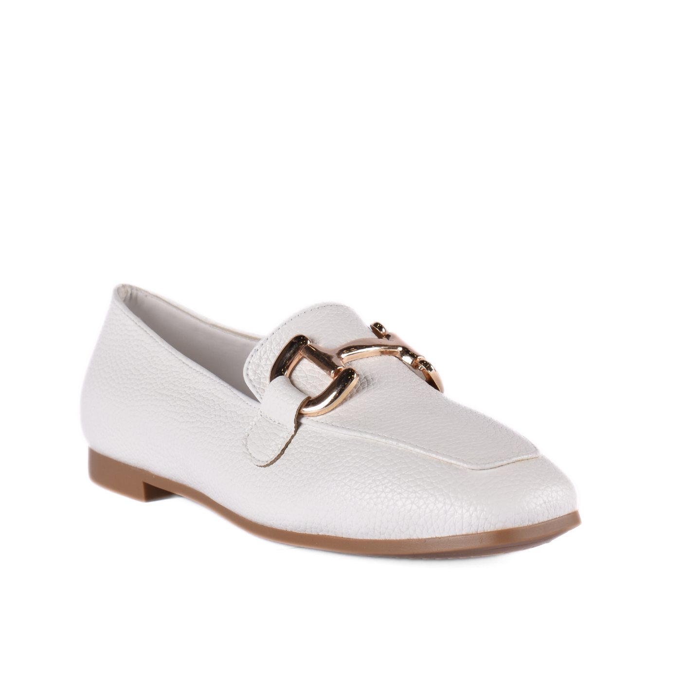 Basic Leather Shoe With Elastic Side White Melouk