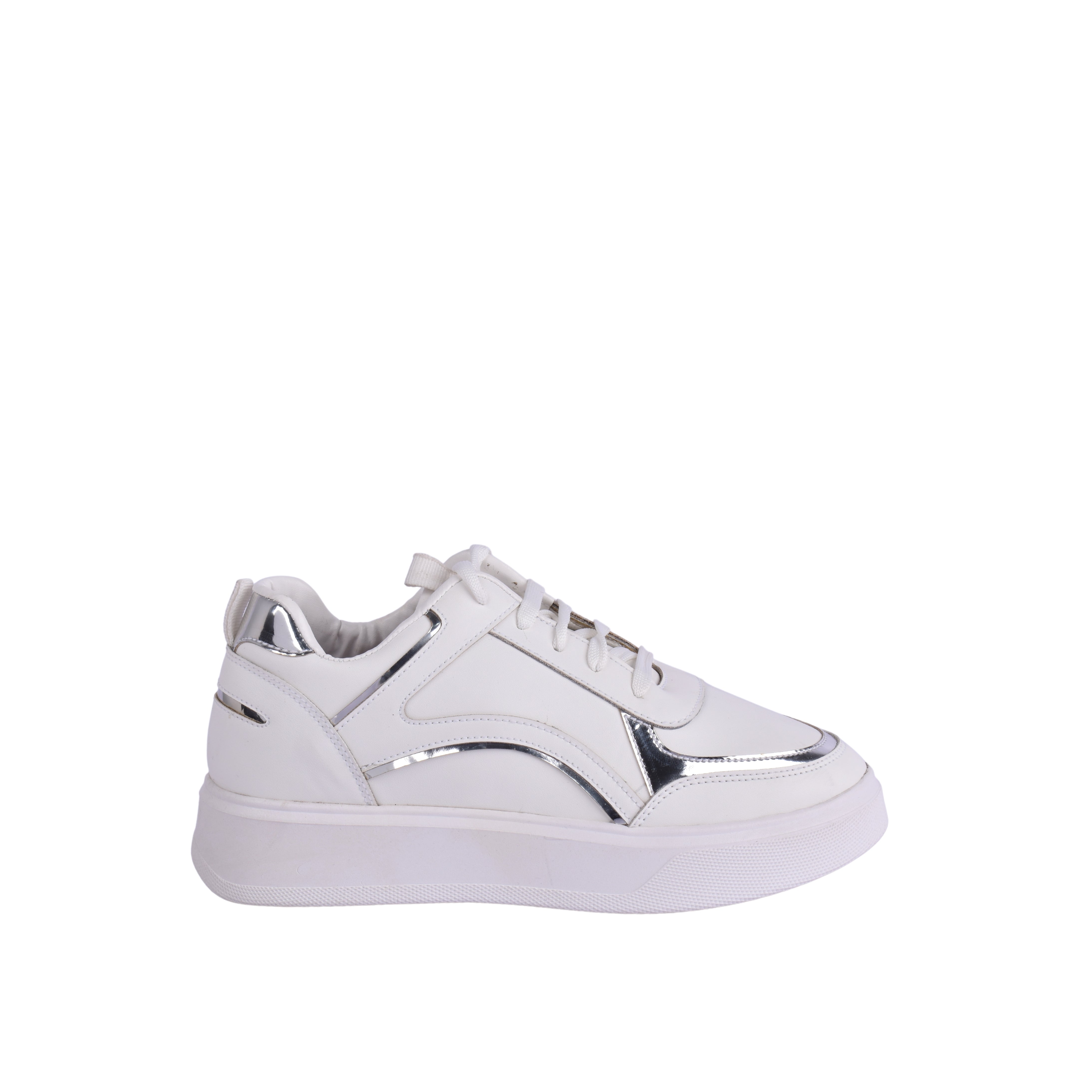 Fashionable Sneaker With Trims Silver Melouk