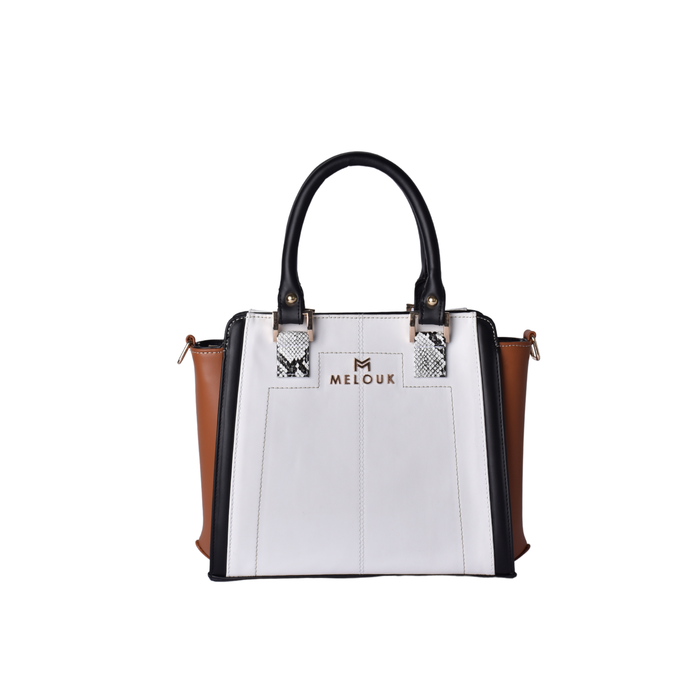 Classic Leather Handbag With Details White Melouk