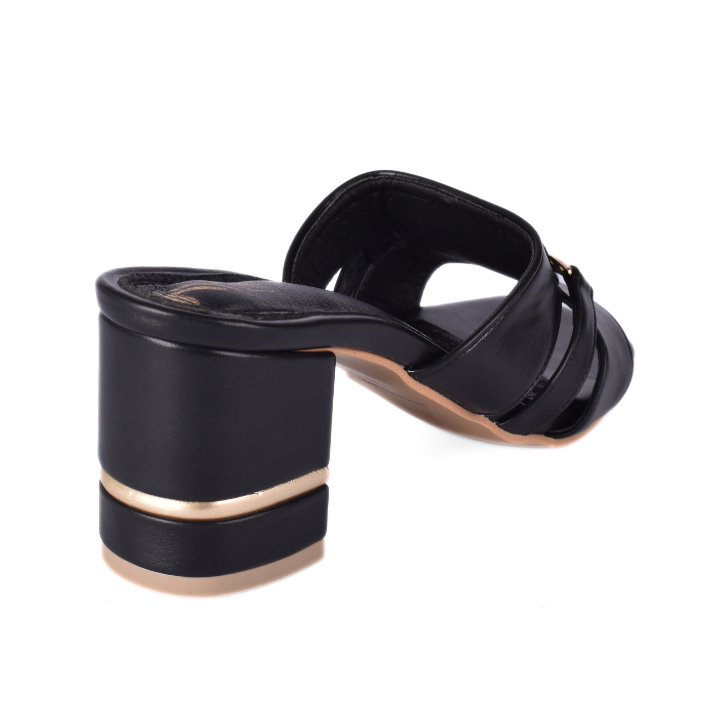 Heeled Black Ring Toe Slippers Melouk