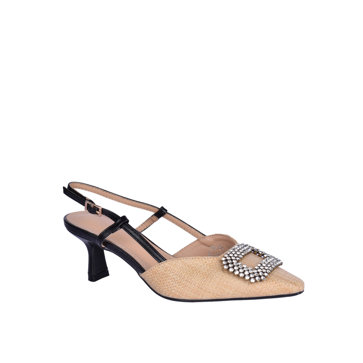 Decorative Strass Intercciato Semi Squared Heeled Sandal Melouk