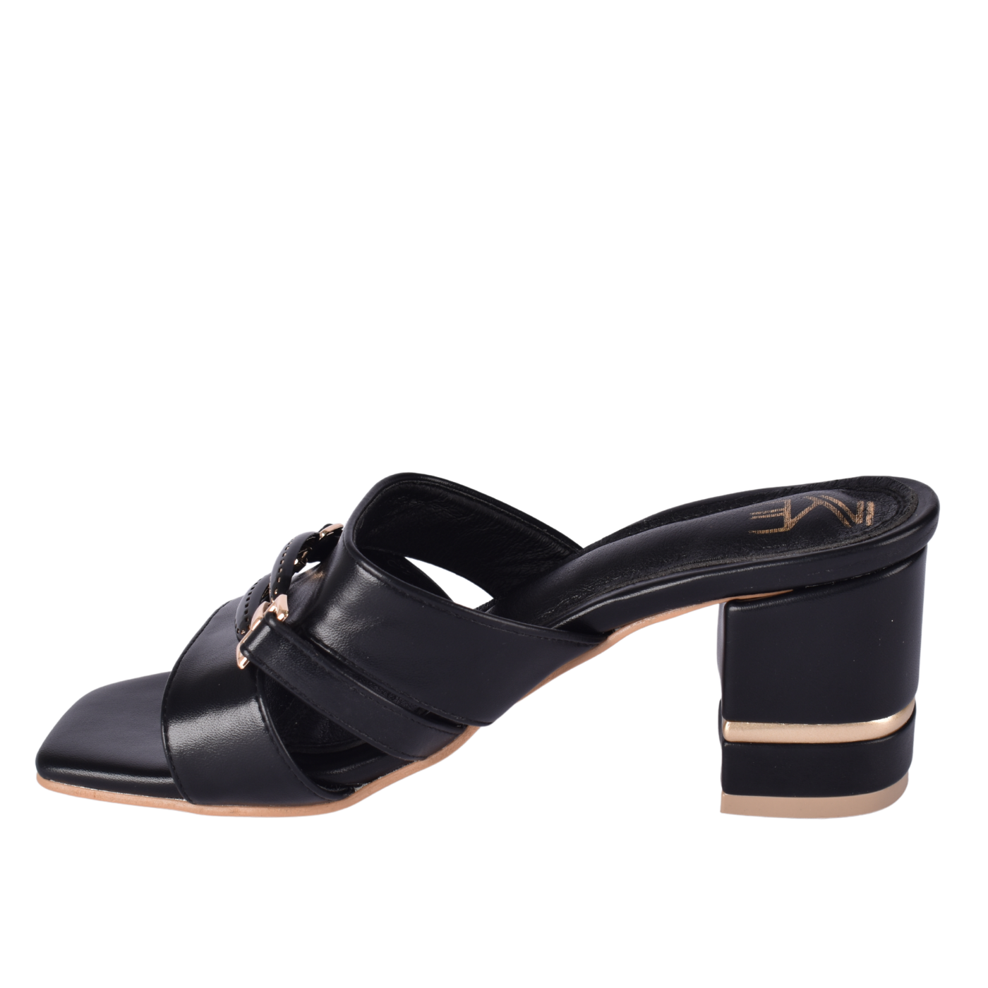 Heeled Black Ring Toe Slippers Melouk