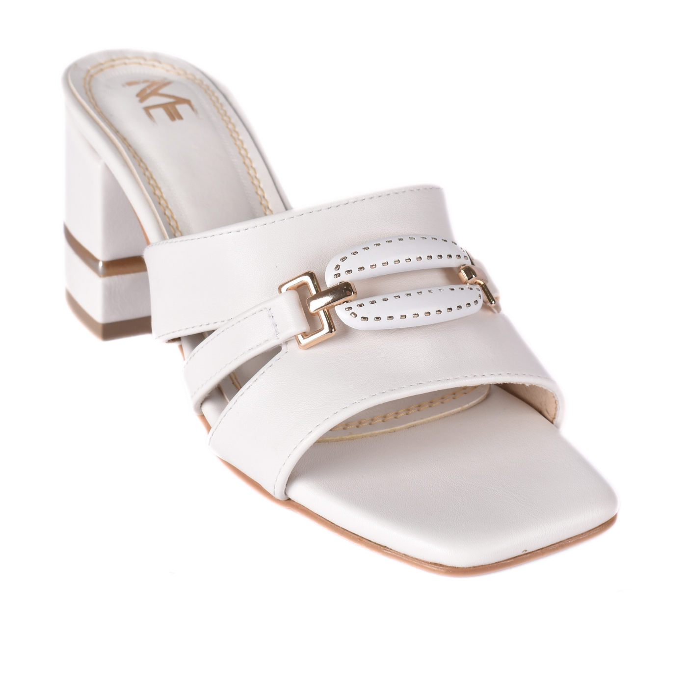 Heeled Black Ring Toe Slippers White Melouk