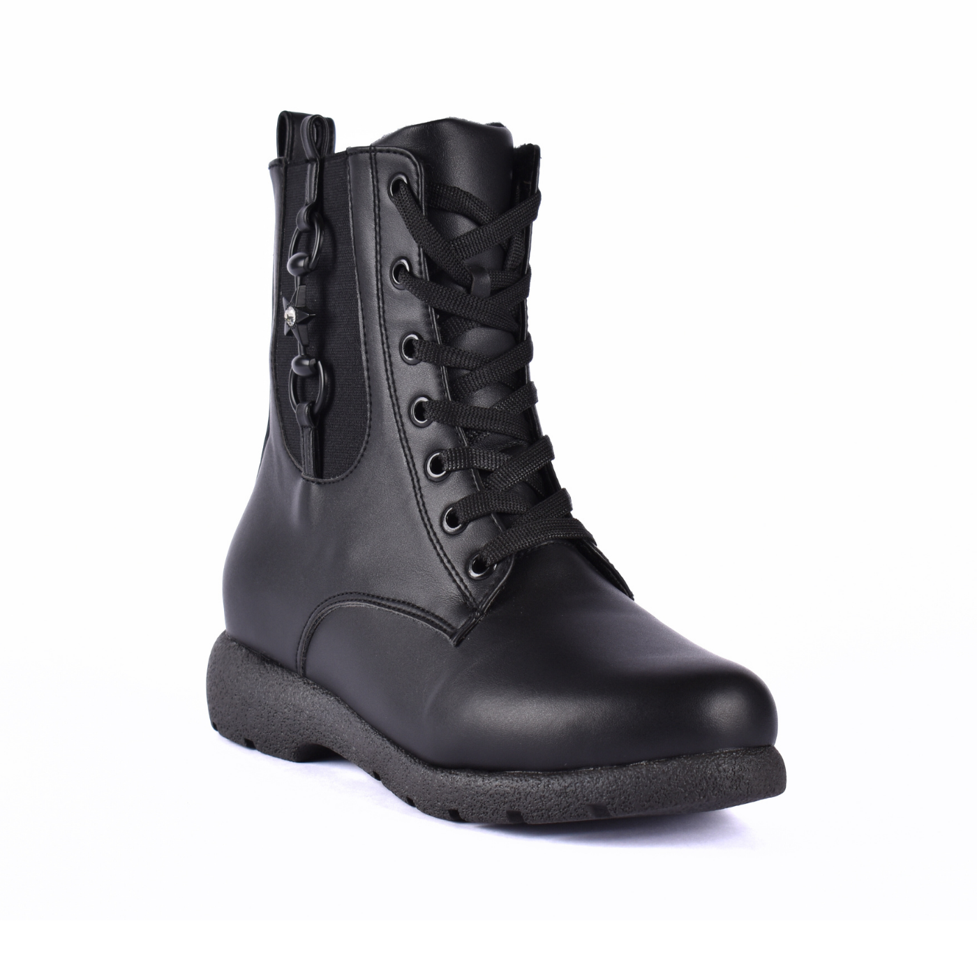 Leather Half Boots With Buckle Black Melouk