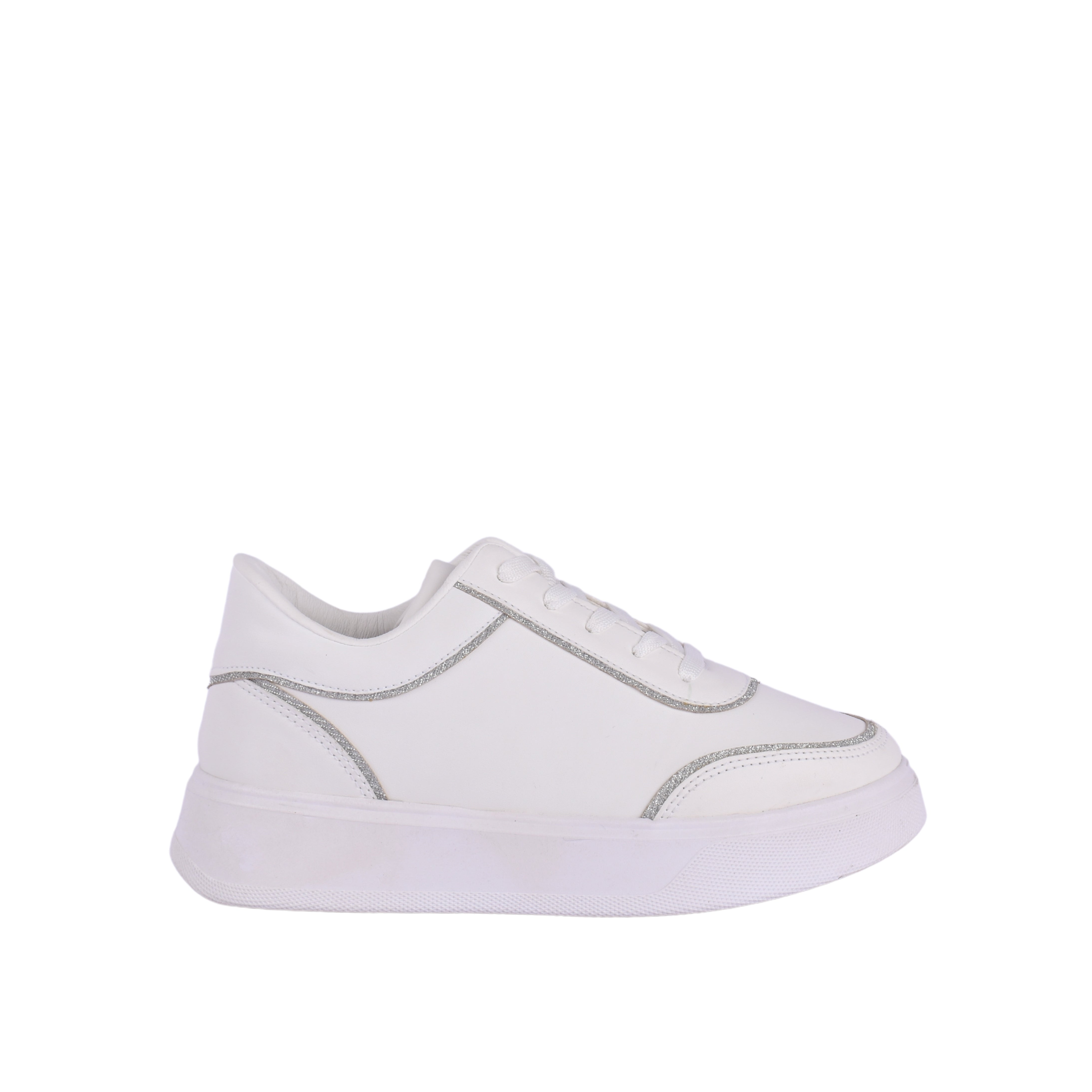 Fashionable Sneaker With Trims Silver Melouk