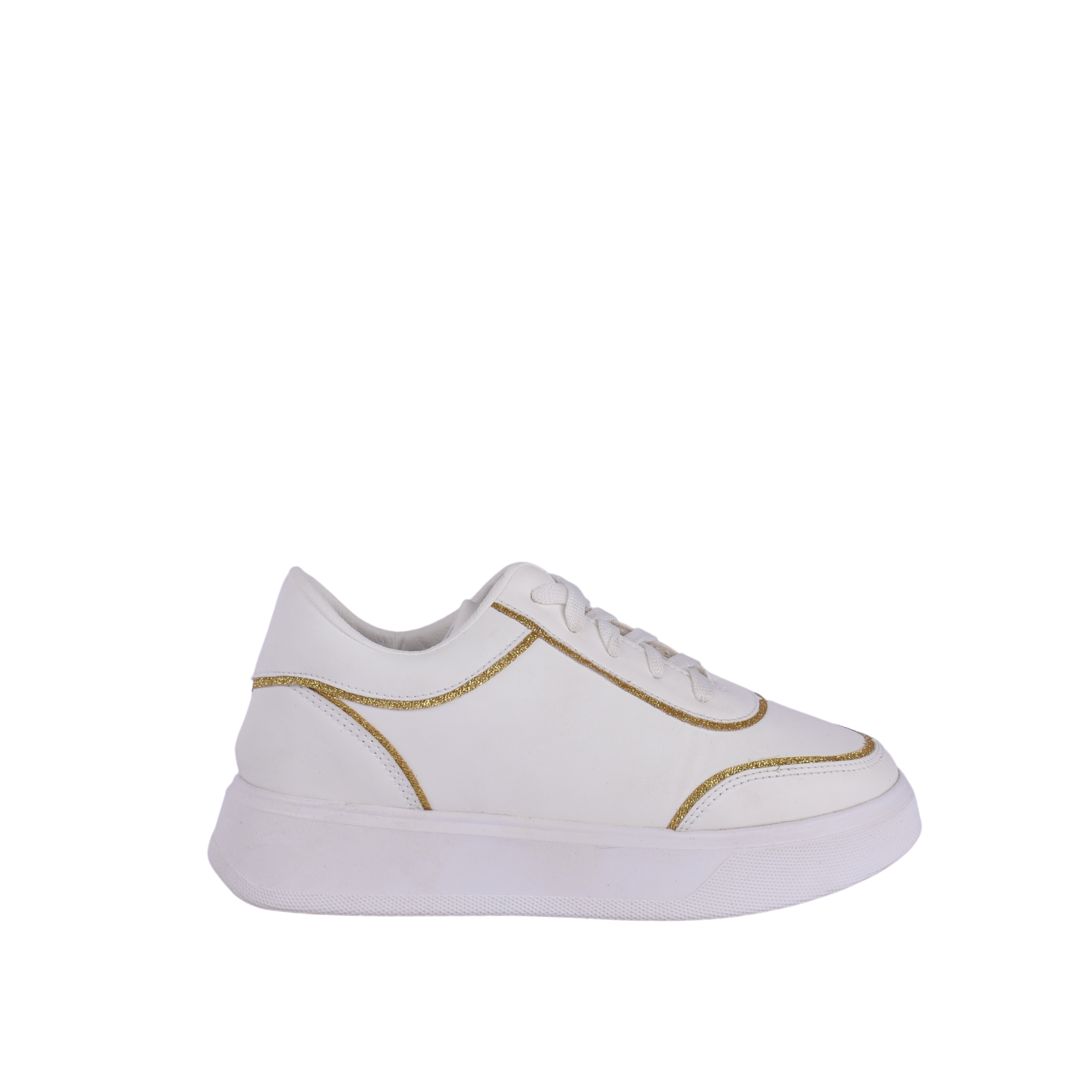 Fashionable Sneaker With Trims Gold Melouk