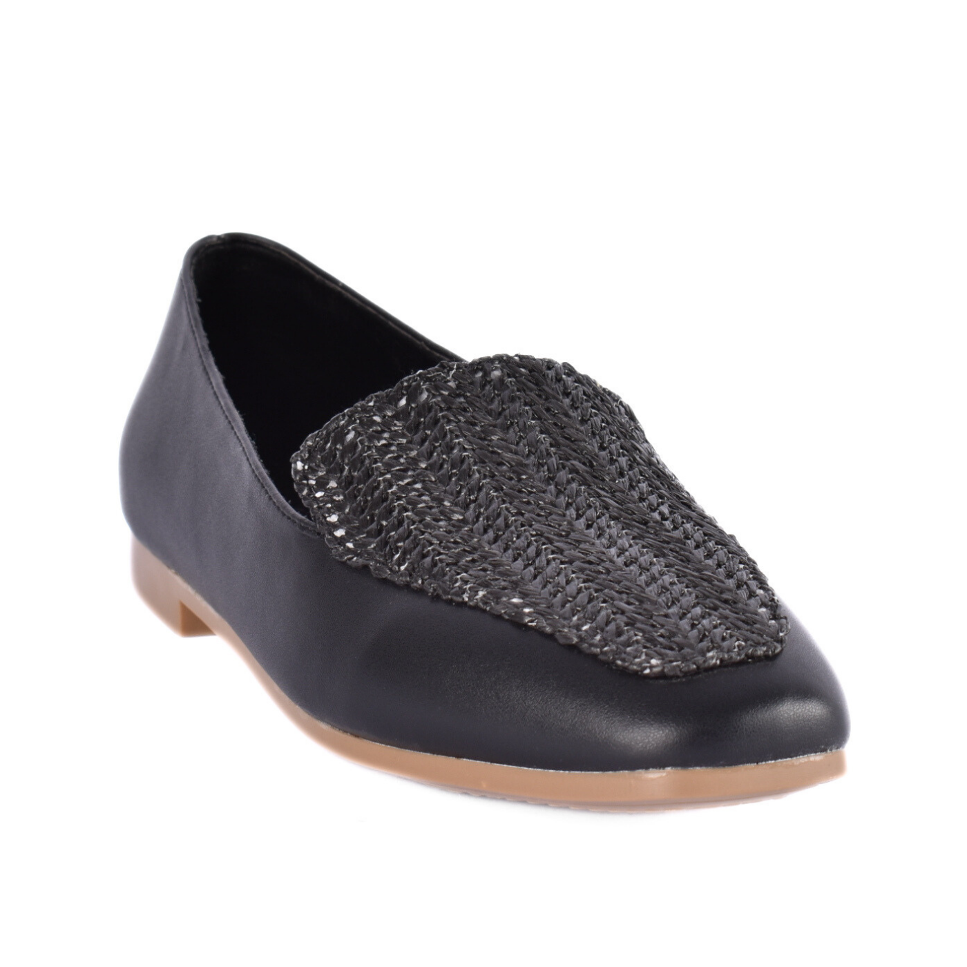 Flat Shoes Textile Stitched With Details Black Melouk