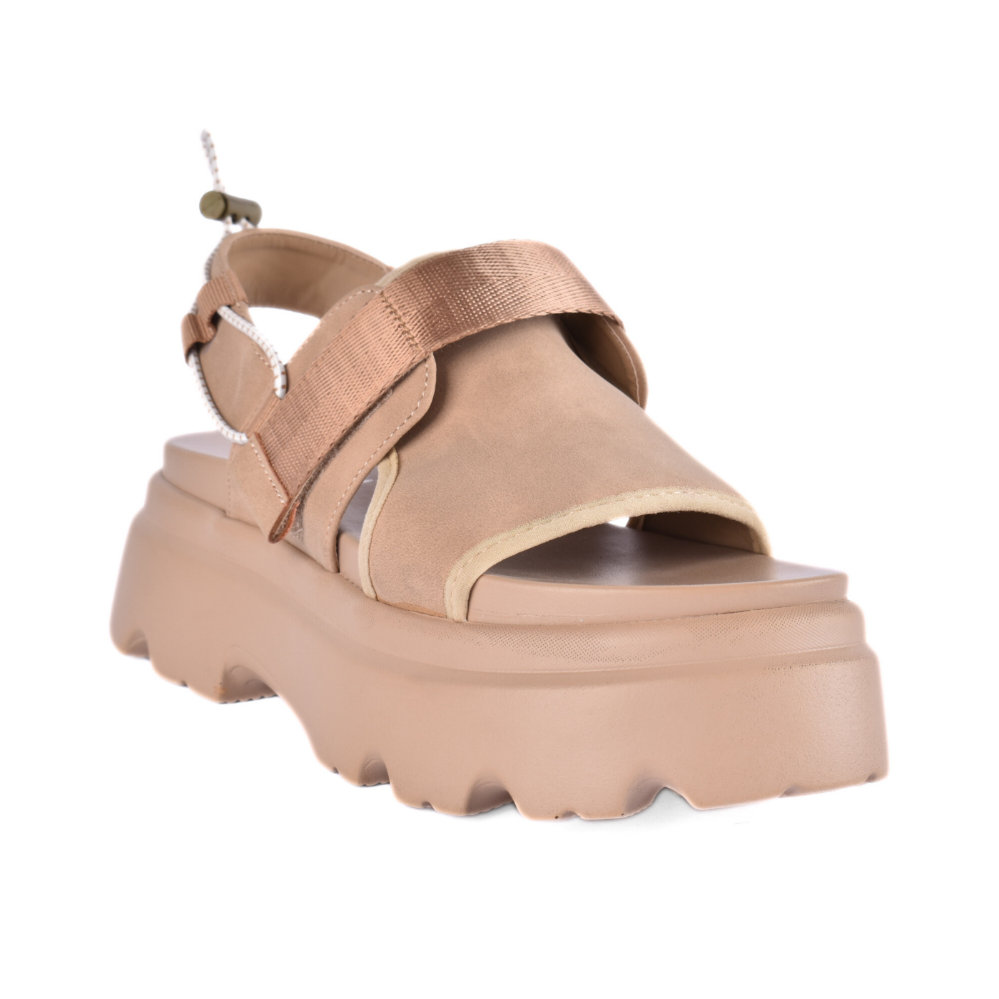 Chunky Platform Sandal With Adjustable Strap Khaki Melouk