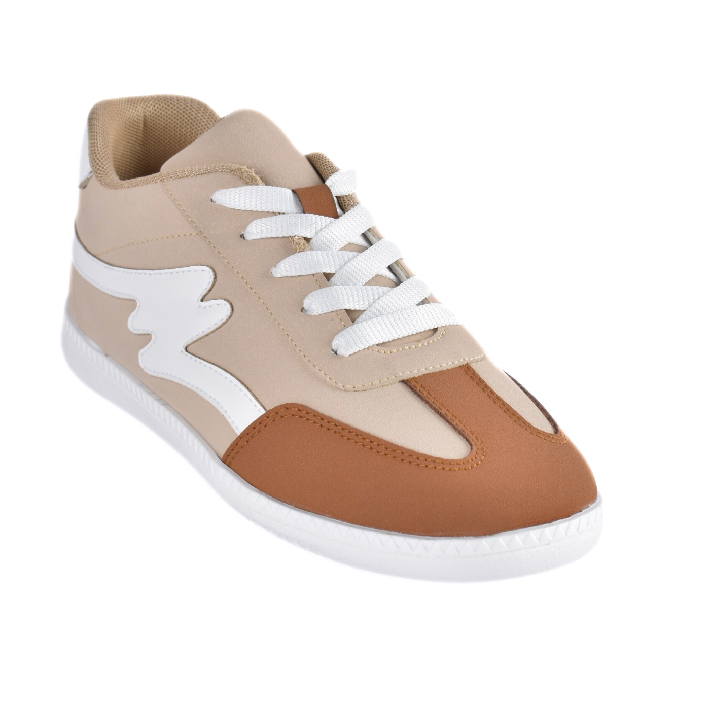 Comfy Flat Sneakers With Details Beige Melouk