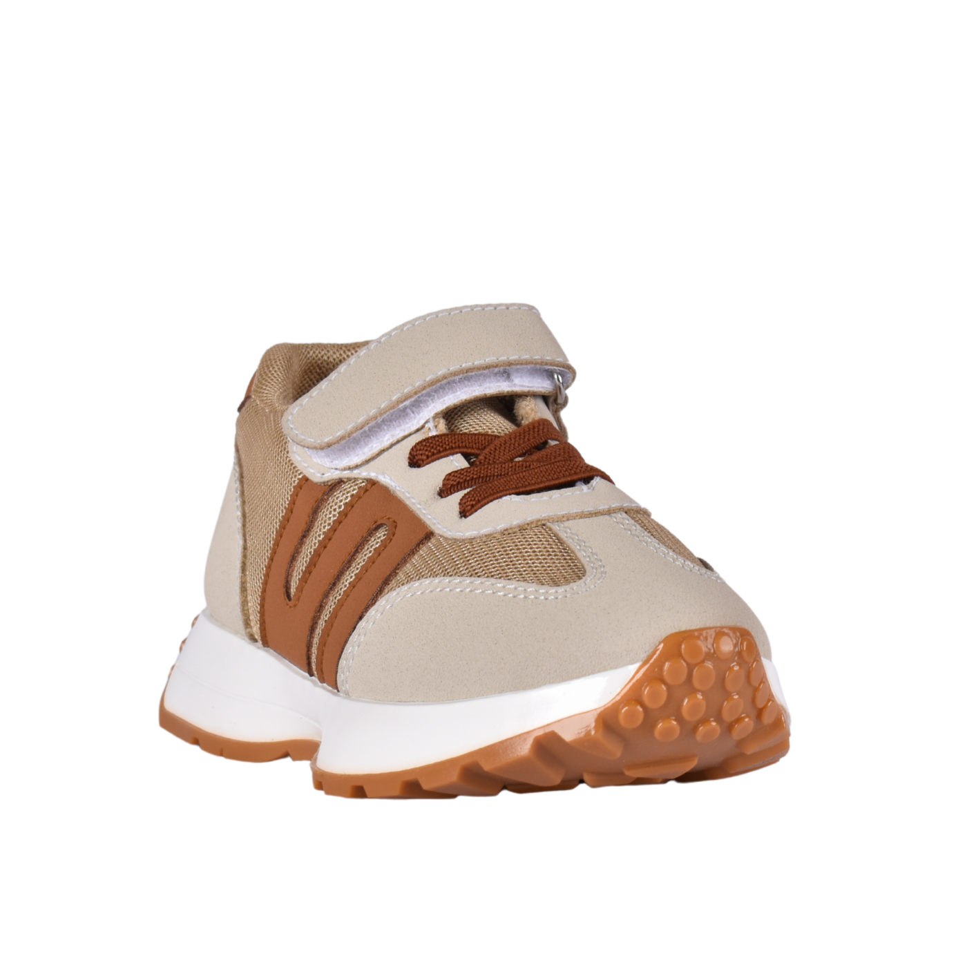 Velcro Strap Running Sneakers for Kids Beige Melouk