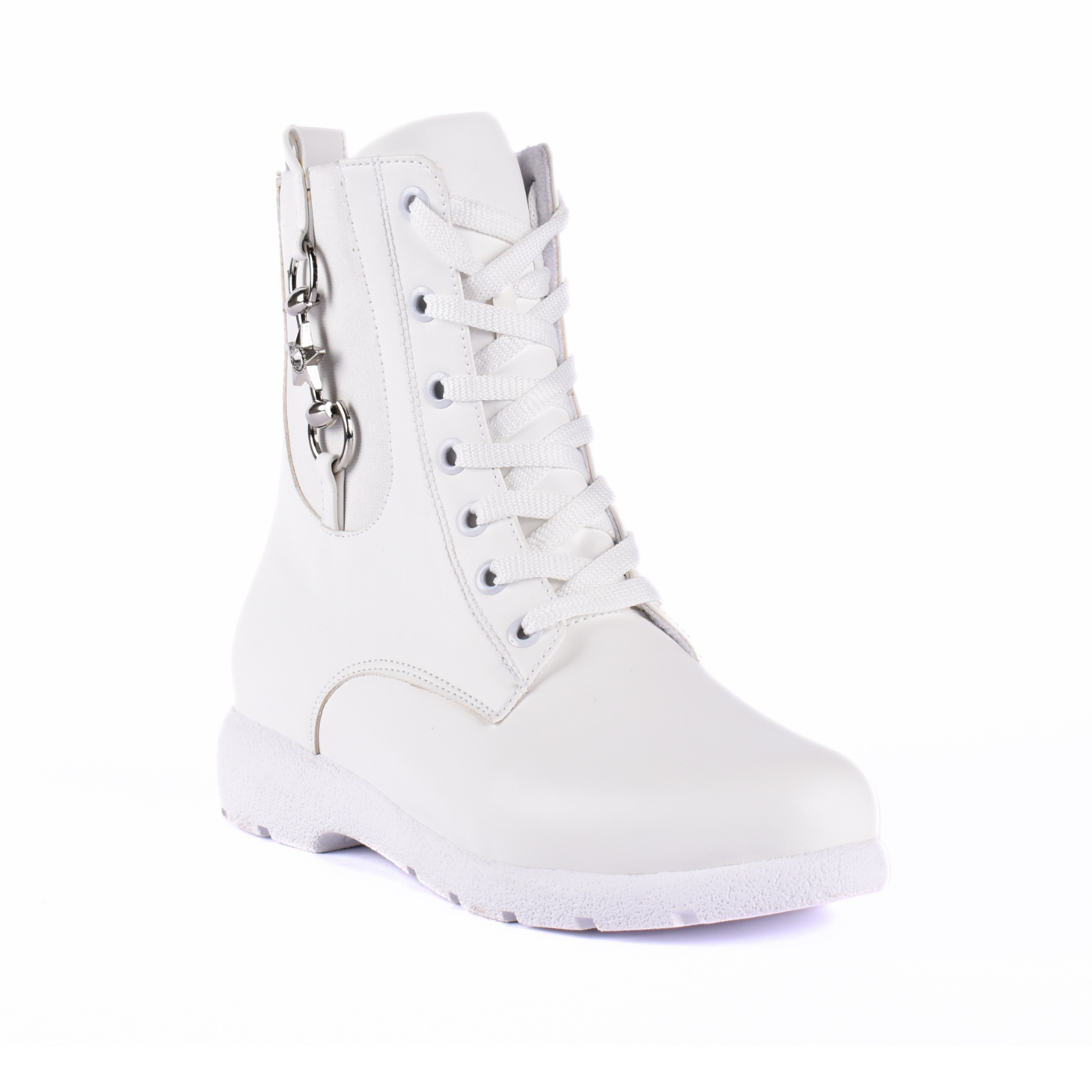 Leather Half Boots With Buckle White Melouk