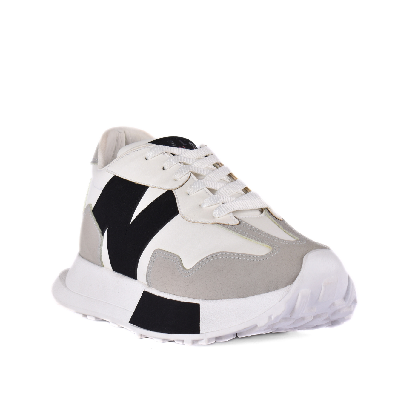 Leather White Midsole Sneakers Black Melouk
