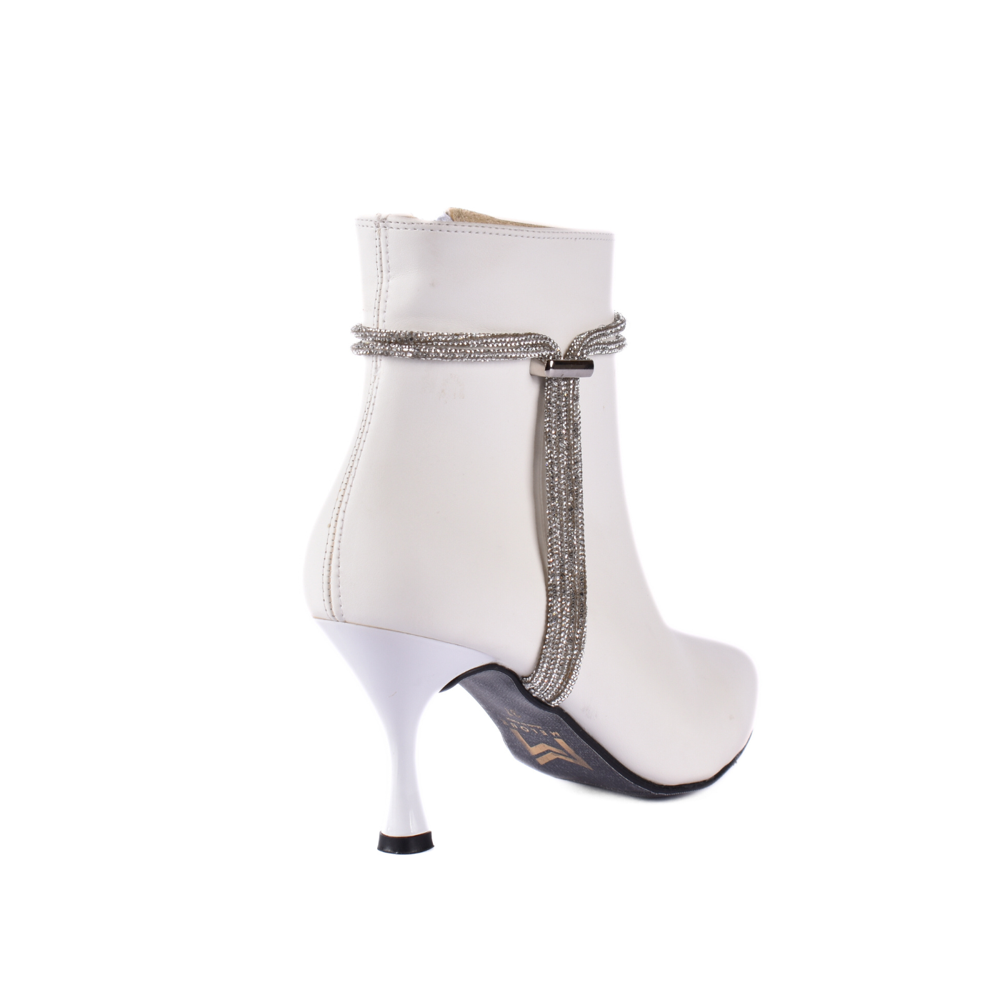 Pointed Heel Leather Ankle Boots With Details Melouk