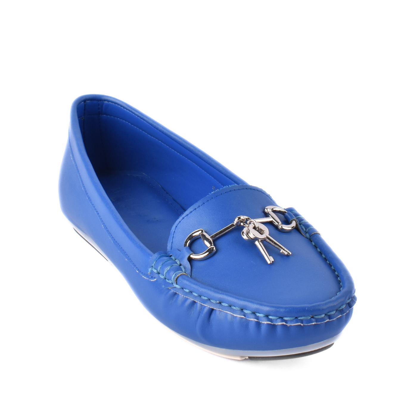 Basic Leather Shoe With Elastic Side Blue Melouk