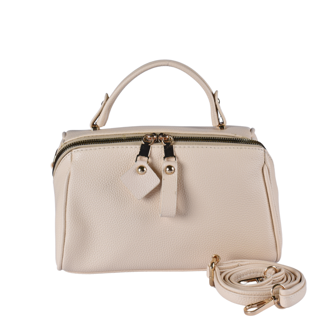 Chubby Leather Cross Body Bag Beige Melouk