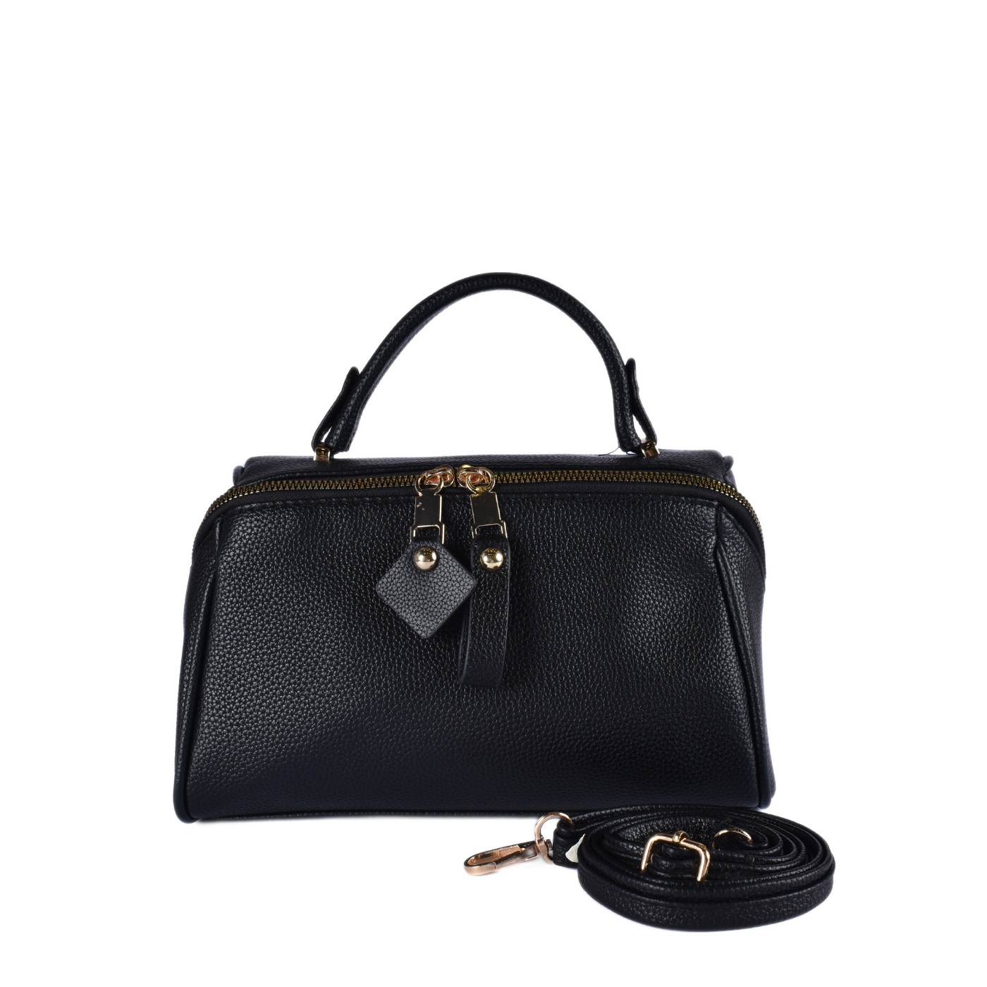Chubby Leather Cross Body Bag Black Melouk