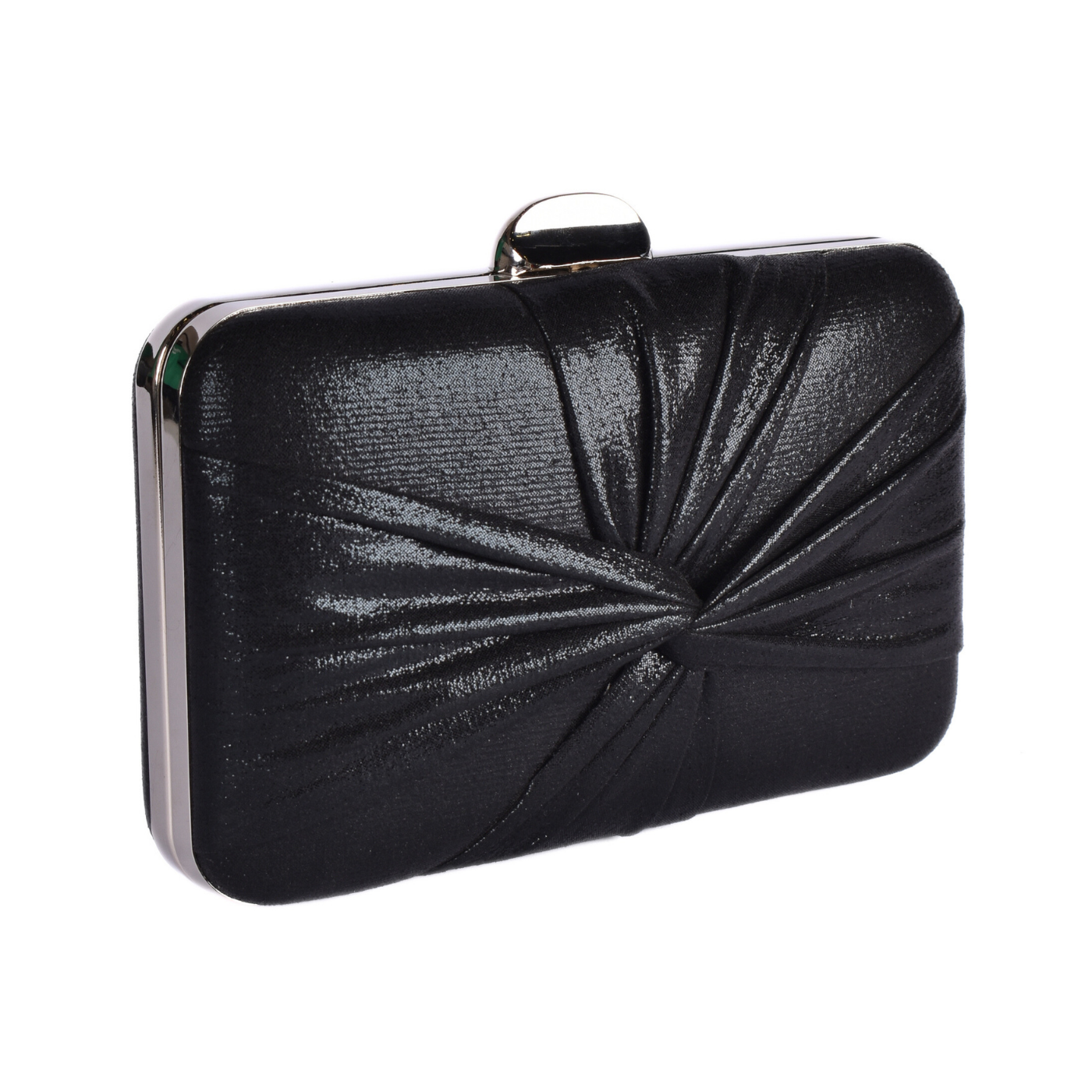 Elegant Gold Metallic Clutch With Draped Satin Detail Black Melouk